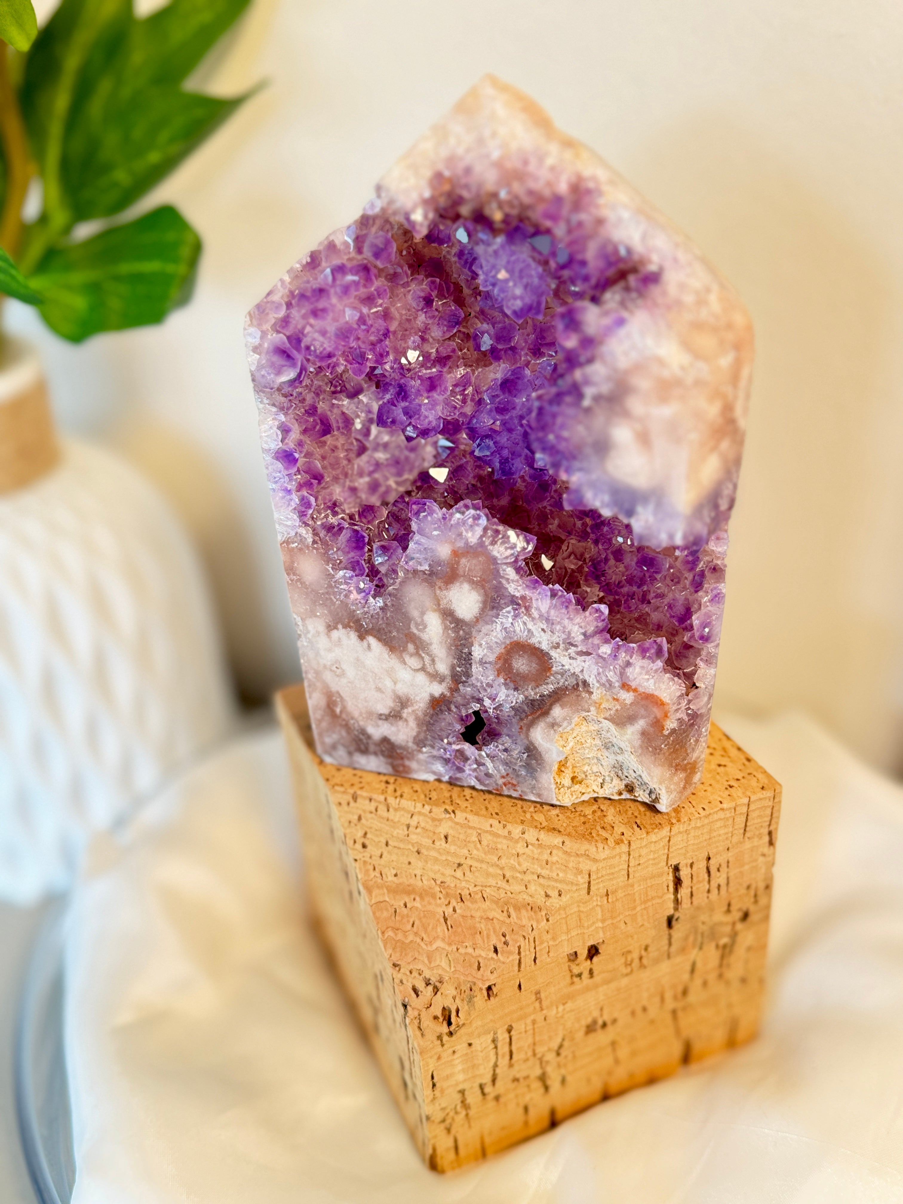 Tour Améthyste druzy rose violete
