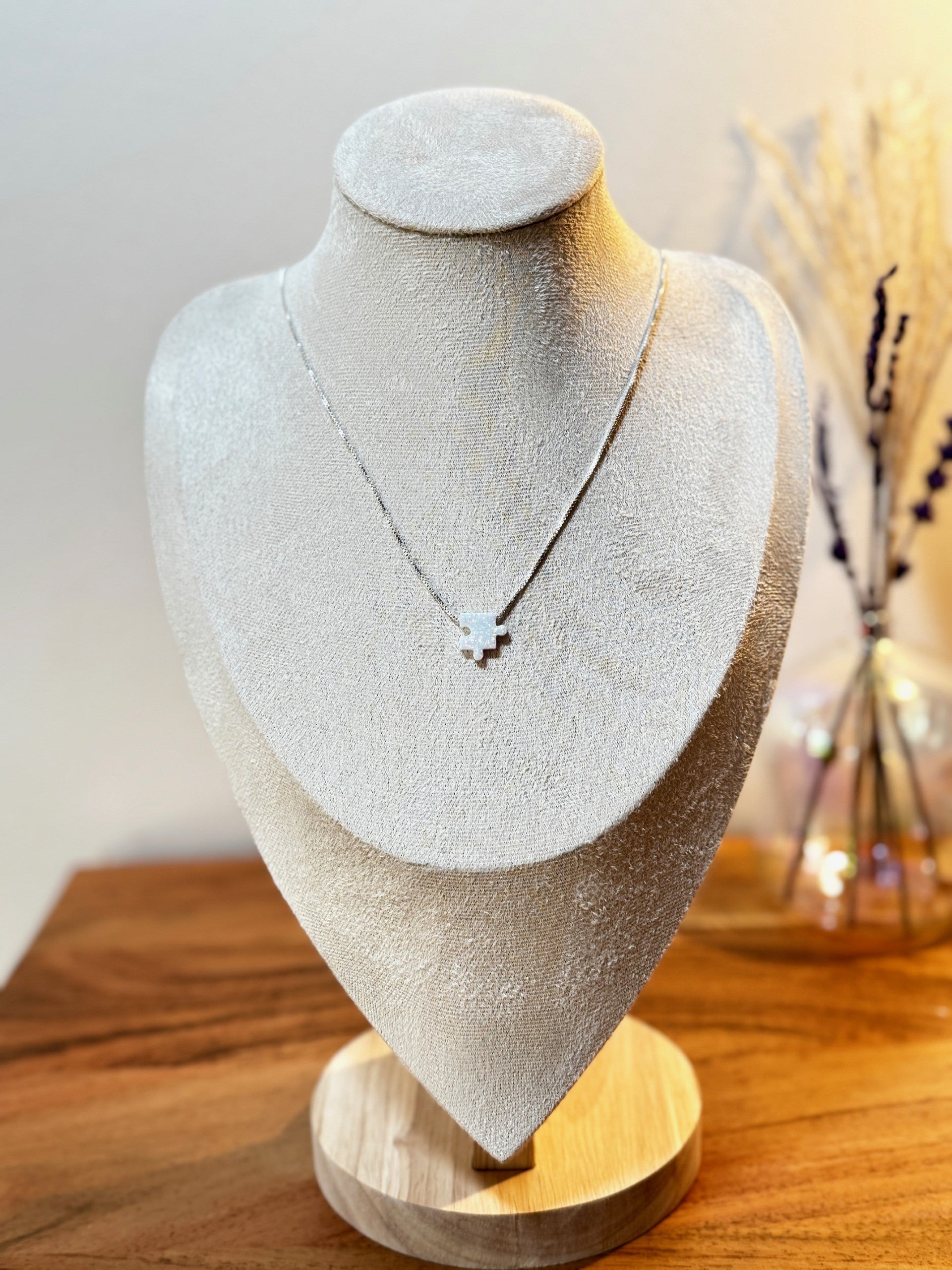Collier Pièce de Puzzle en Opale