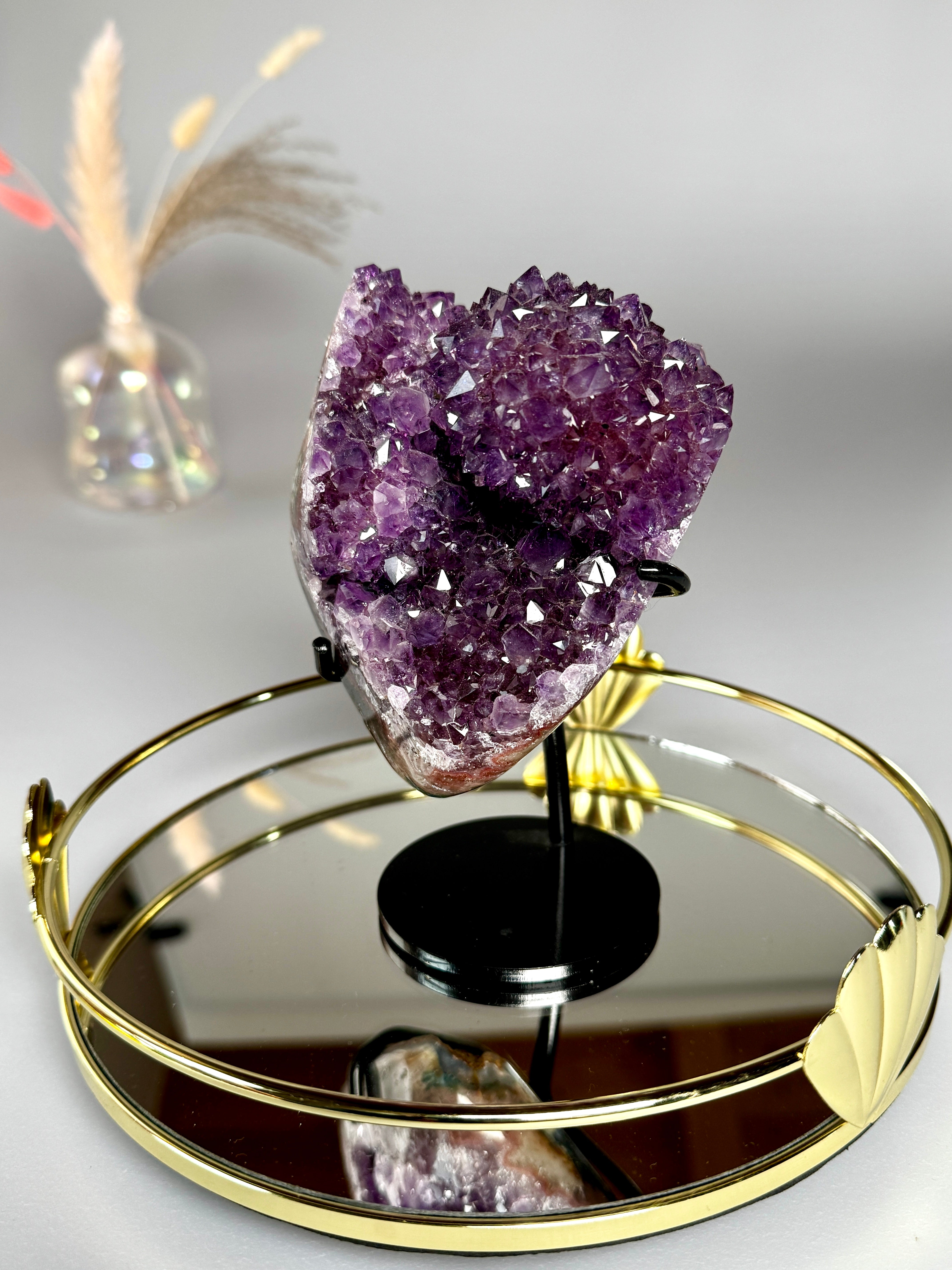 Grande Améthyste Coeur -  Florale & Druzy