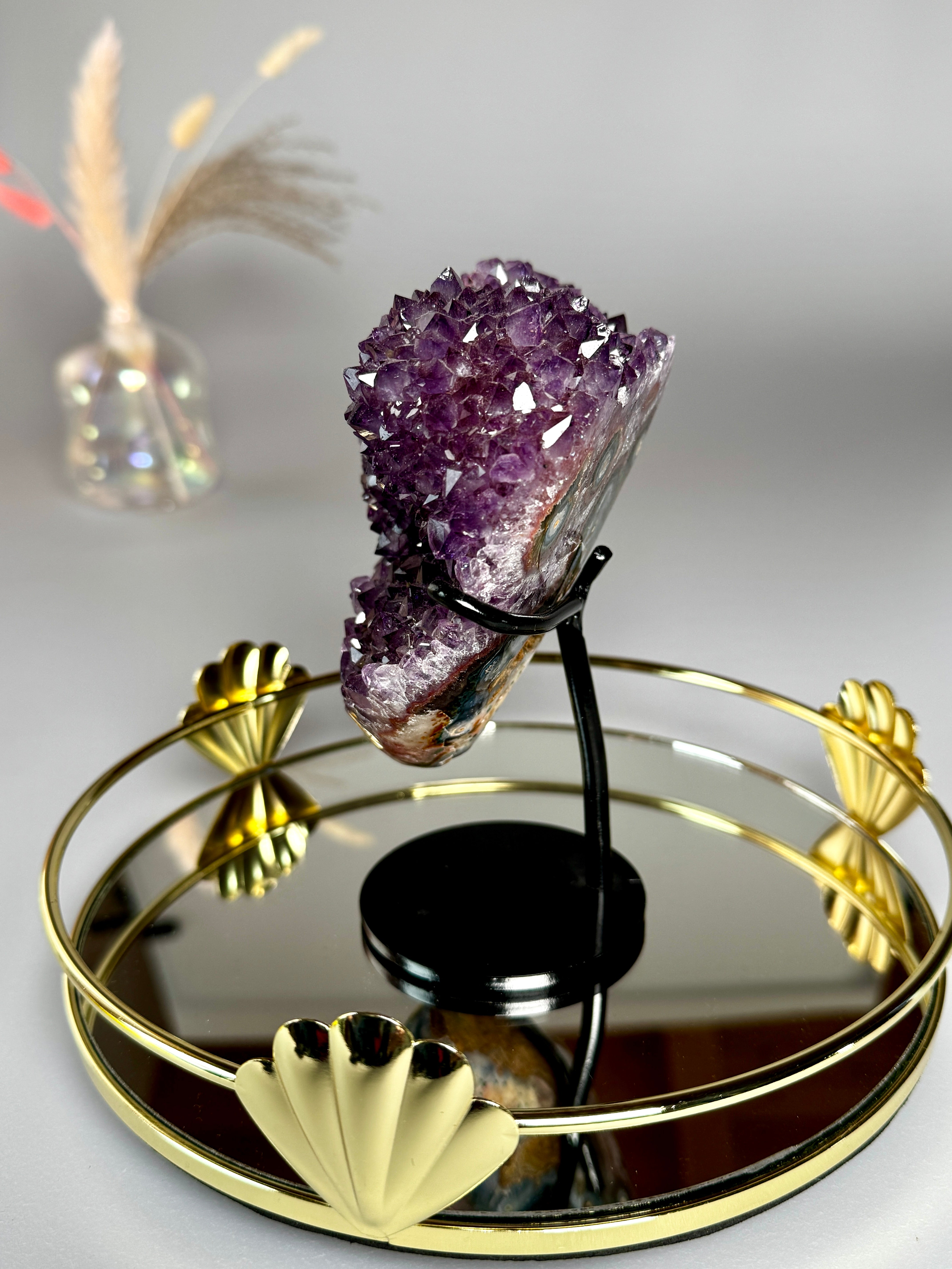 Grande Améthyste Coeur -  Florale & Druzy