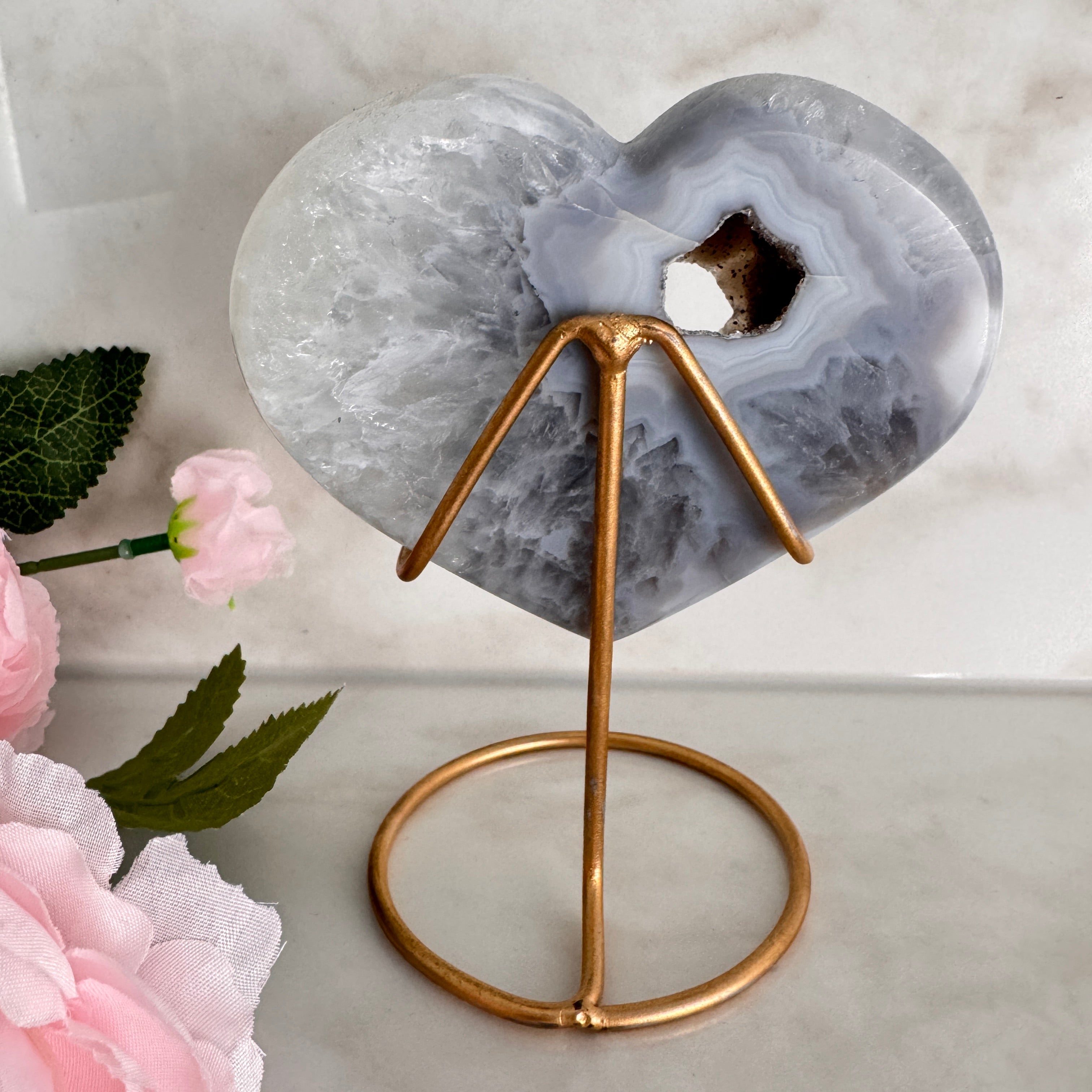 Coeur en Agate bleue profonde