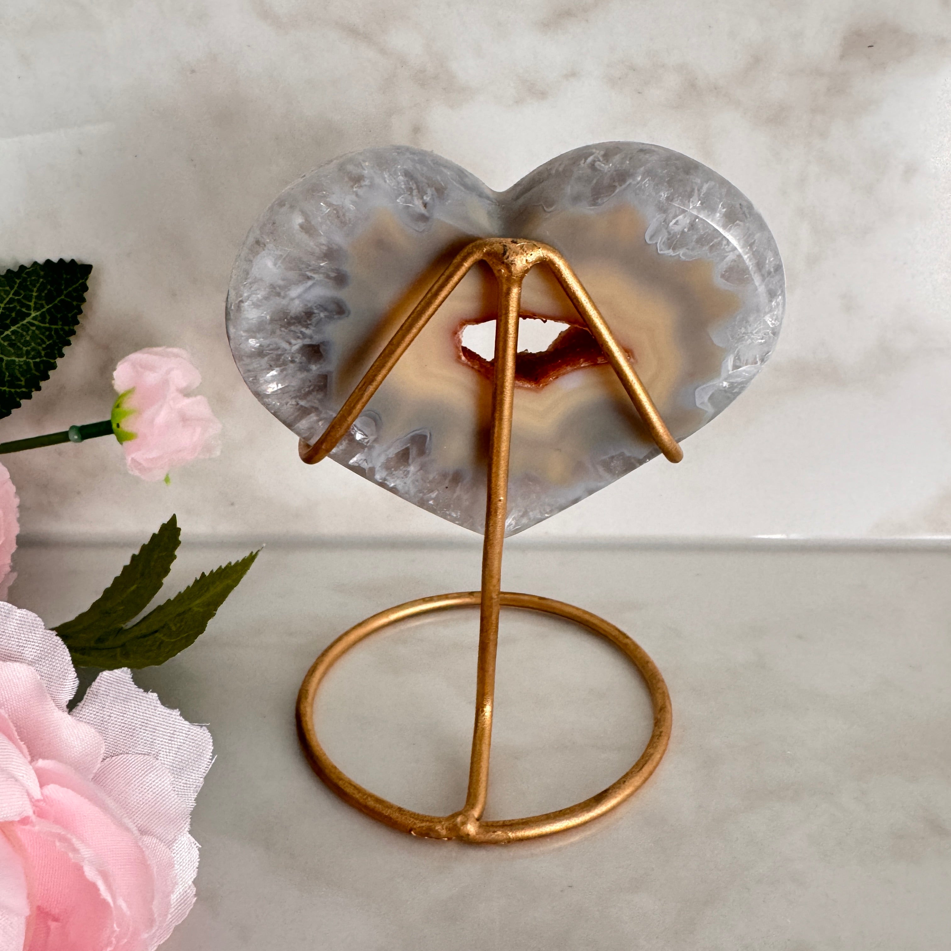 Coeur en Agate clair à portail irisé