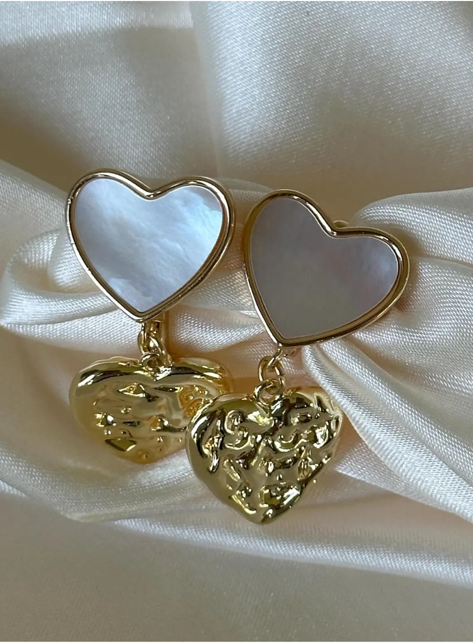 Boucles d'oreilles Coeur en nacre
