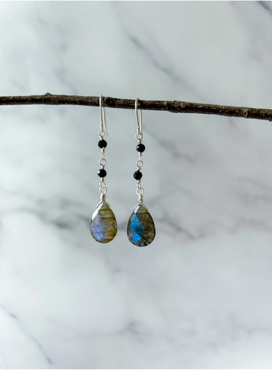 Boucles d'oreilles en labradorite
