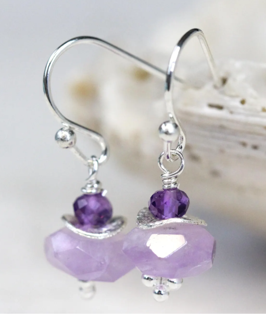 Boucles d'oreilles pendante en améthyste