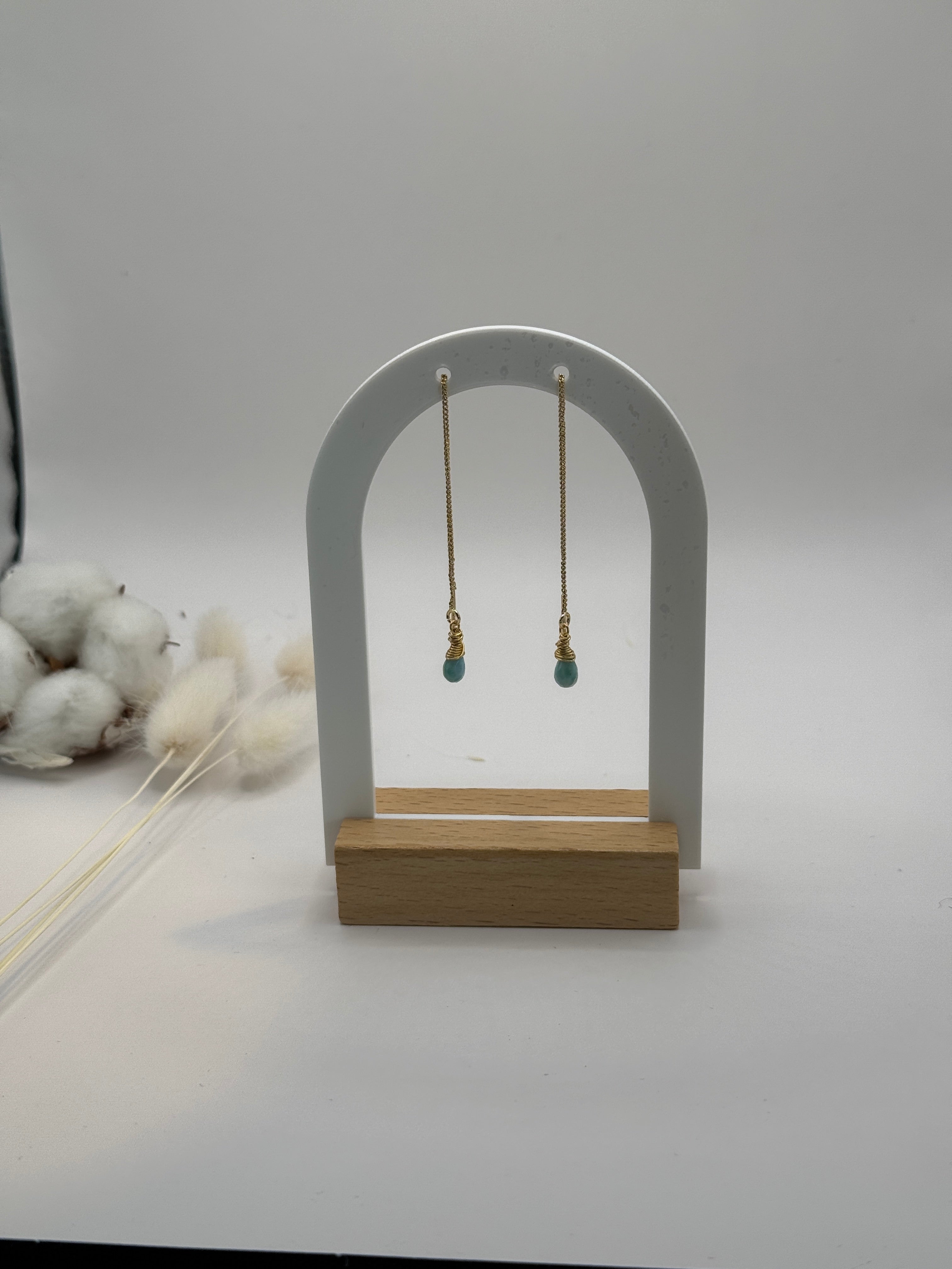 Boucles d'oreilles gouttes en Larimar - courte ou longue