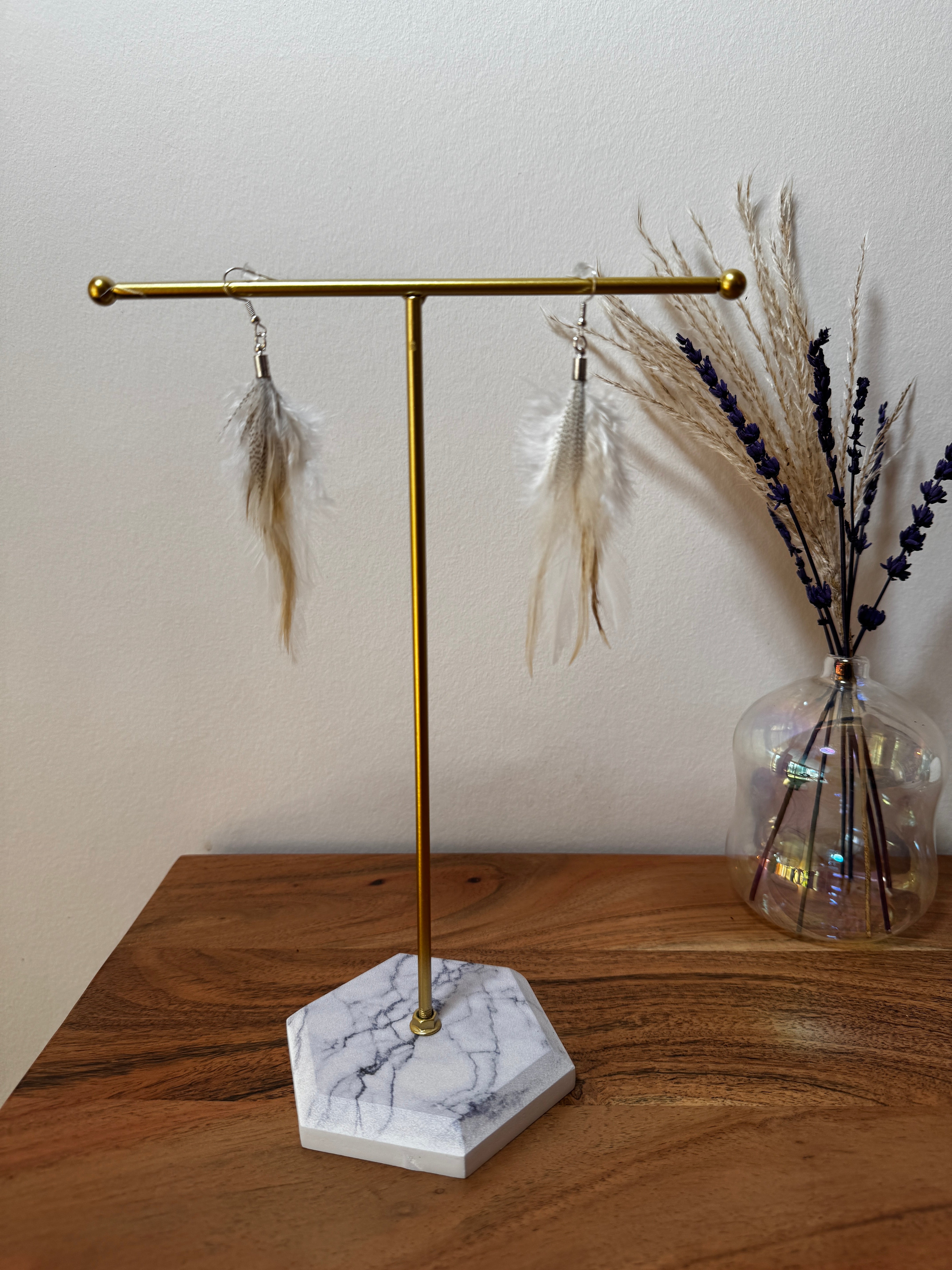 Boucles d'oreilles en plume naturelle