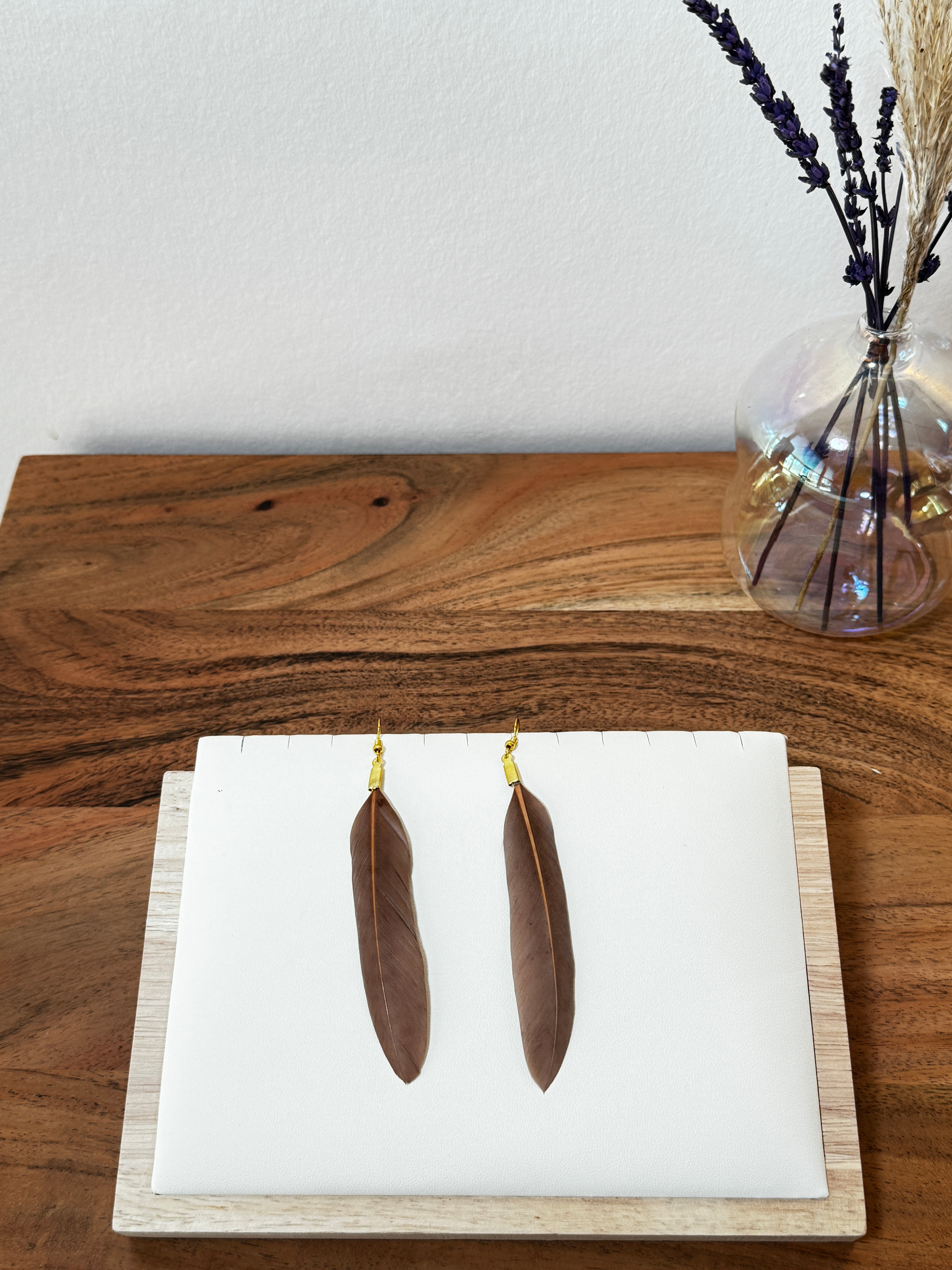 Boucles d'oreilles en plume naturelle
