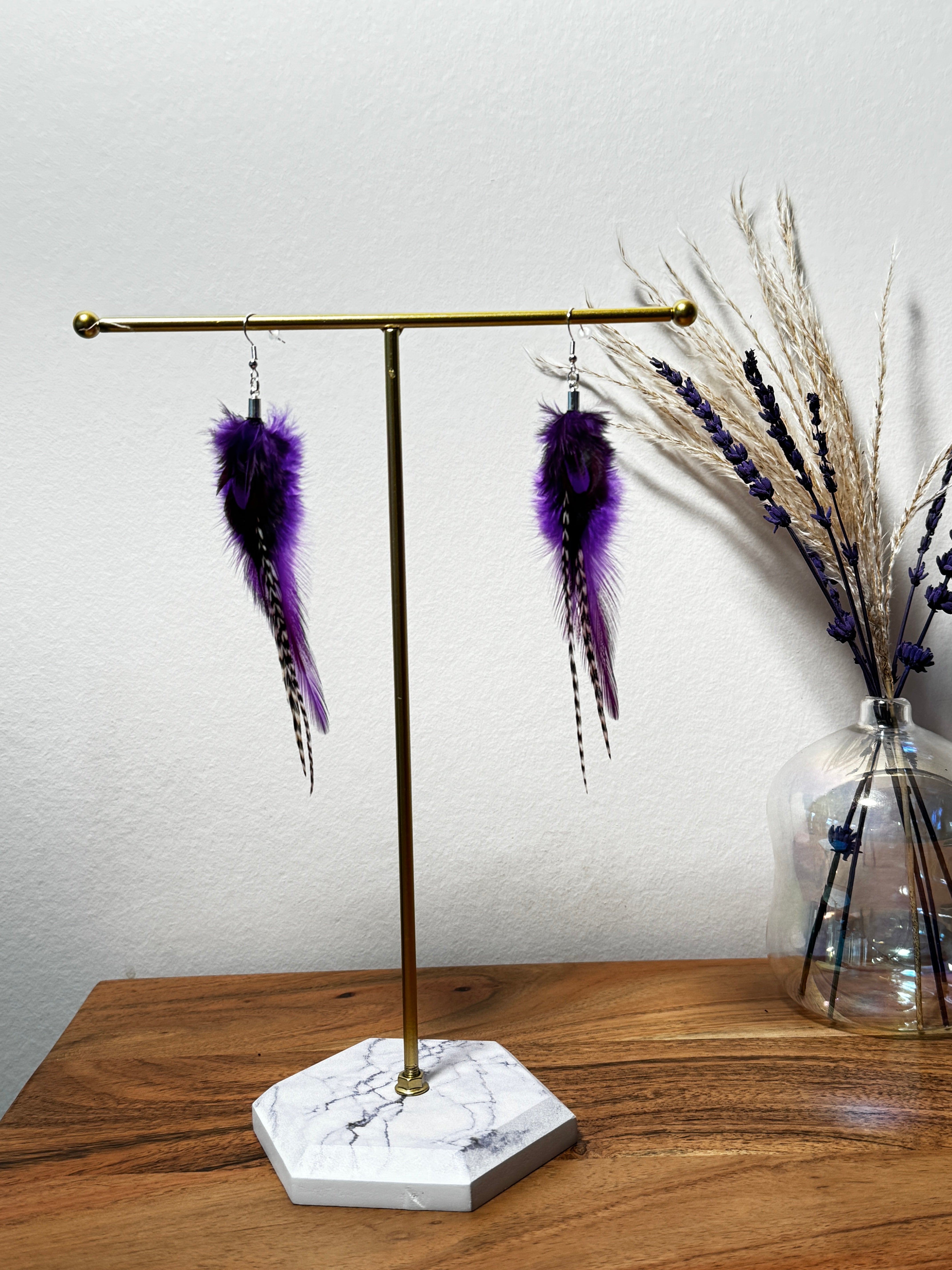 Boucles d'oreilles en plume naturelle