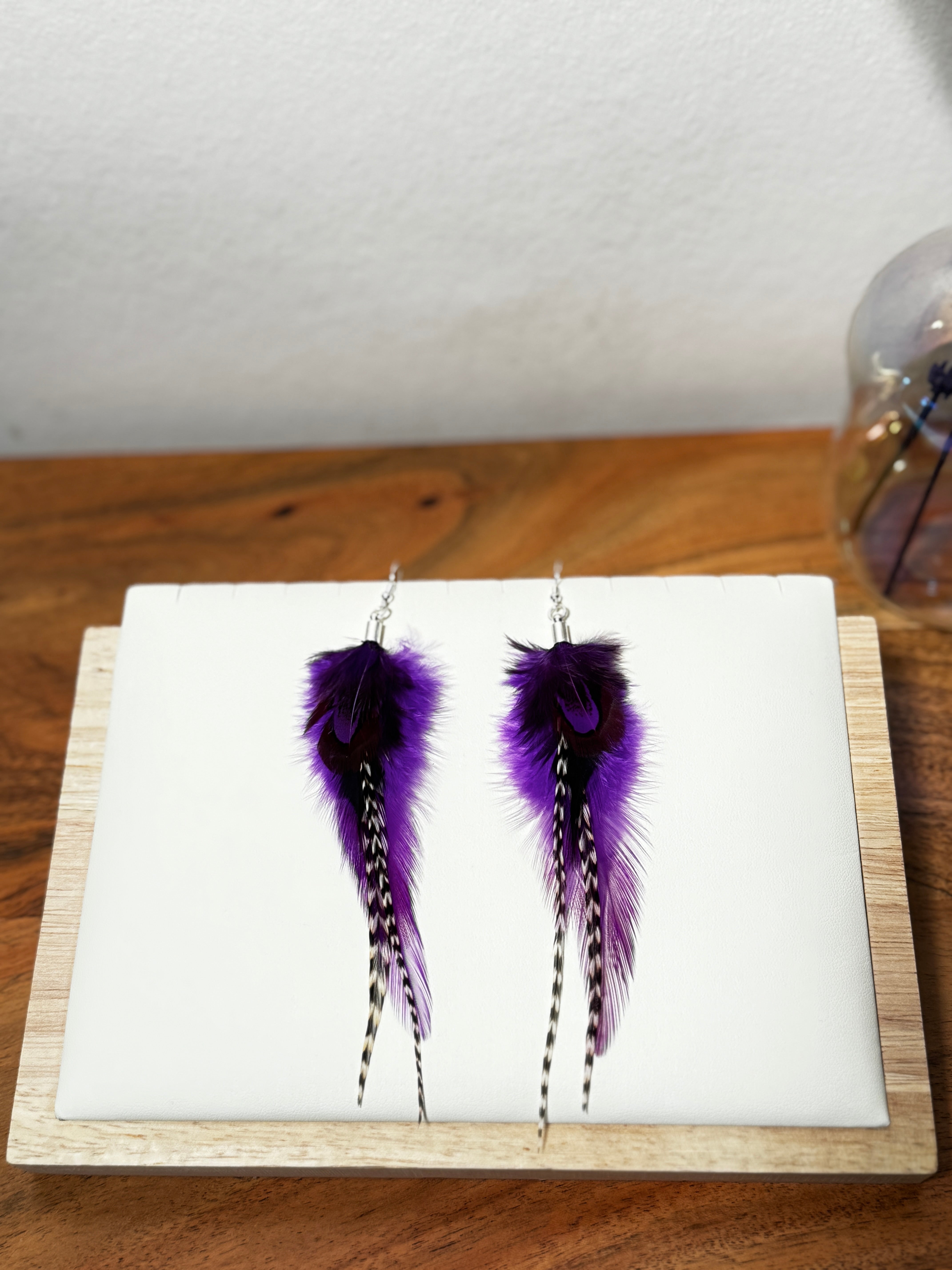 Boucles d'oreilles en plume naturelle