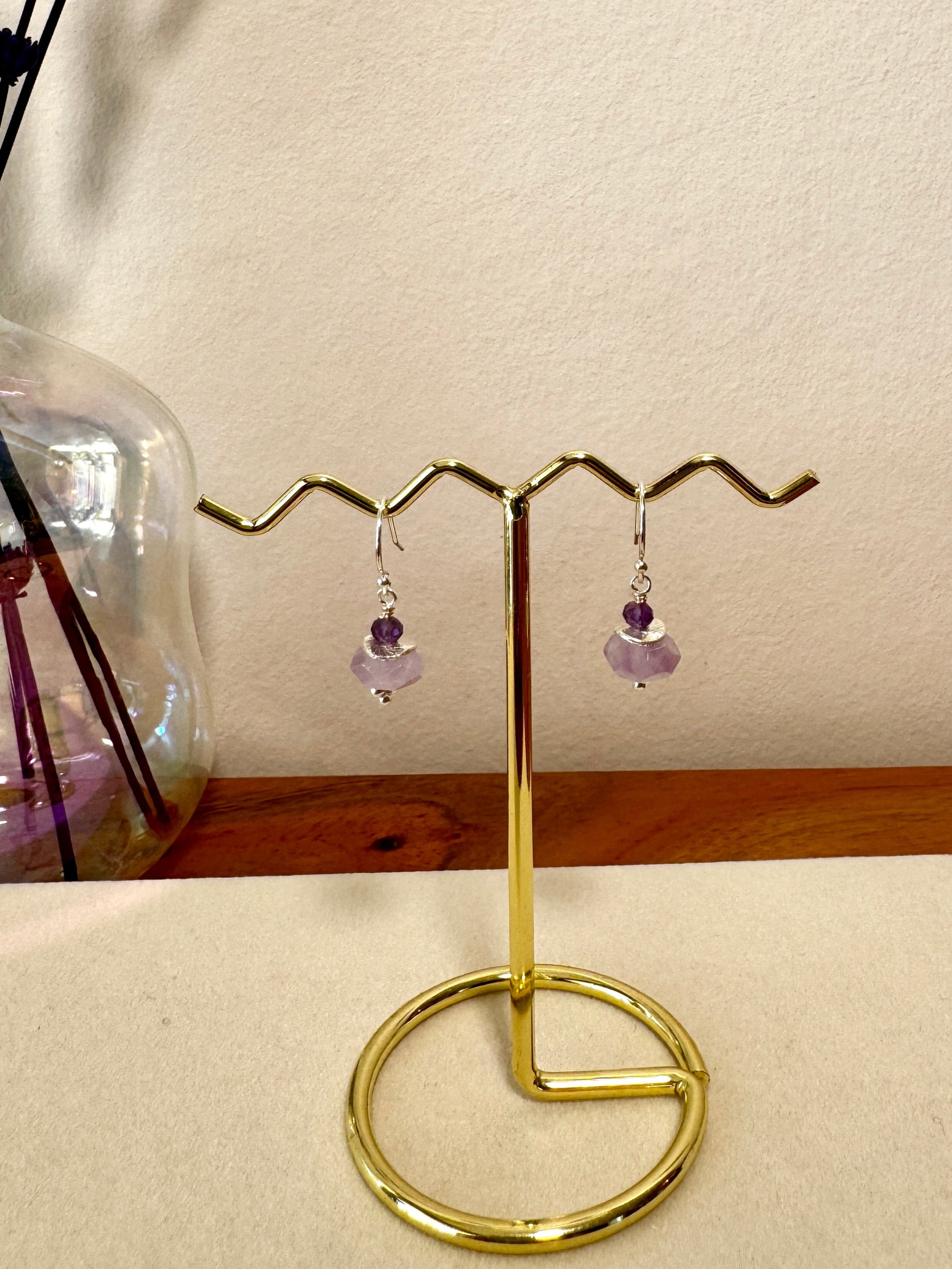 Boucles d'oreilles pendante en améthyste