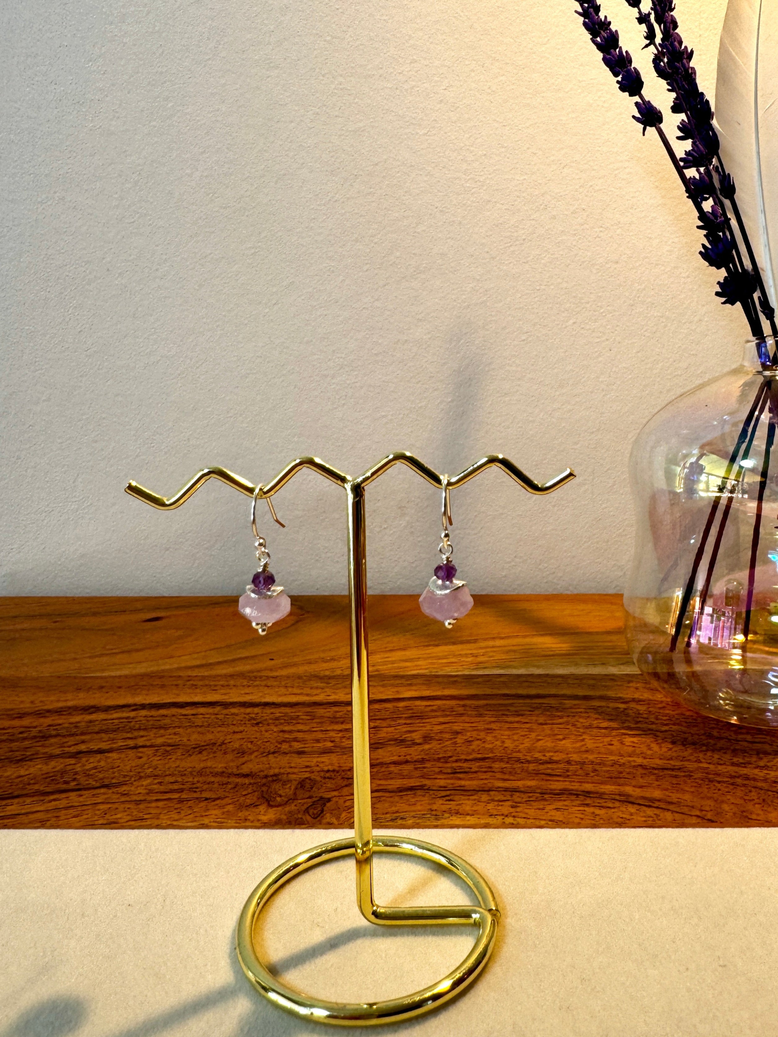 Boucles d'oreilles pendante en améthyste