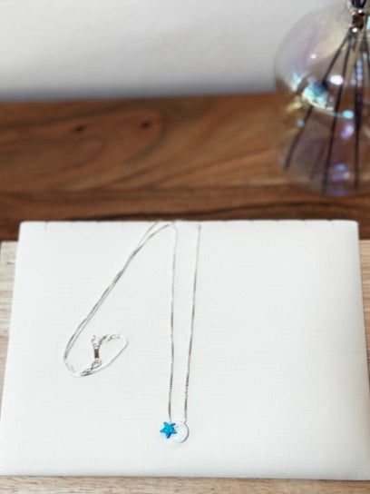 Collier Lune & Étoile en duo d'Opales