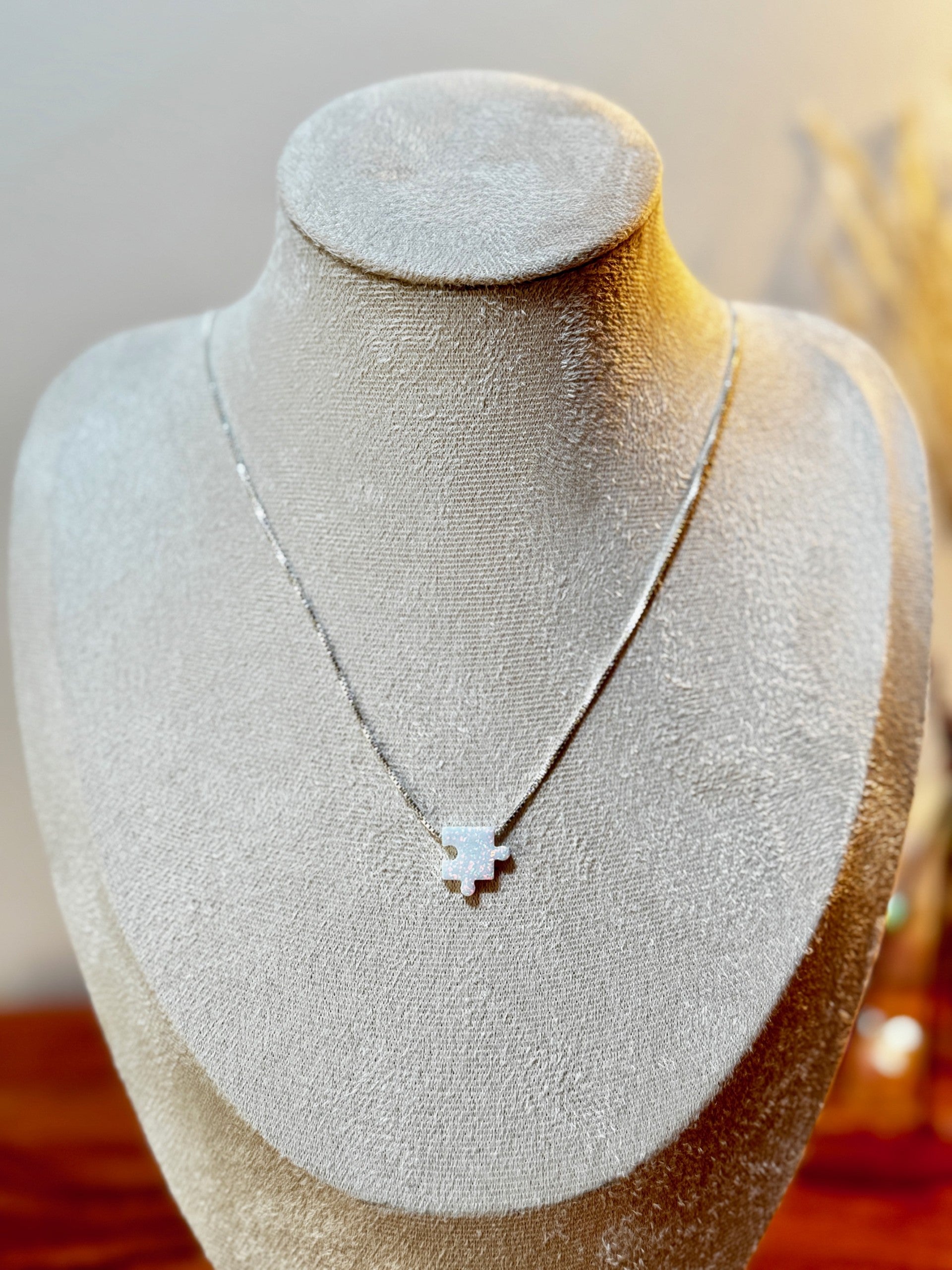 Collier Pièce de Puzzle en Opale
