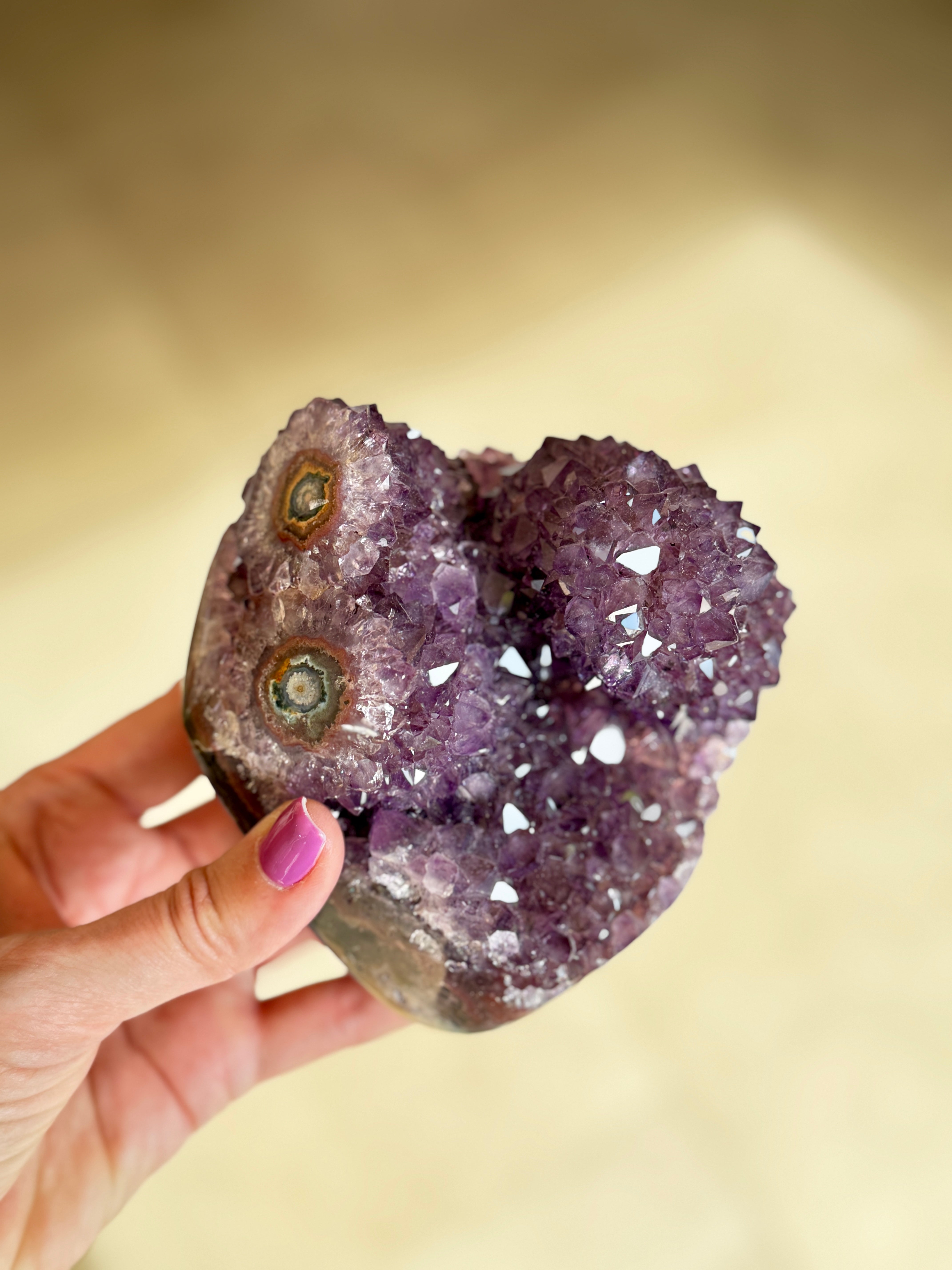 Grand Coeur d'Améthyste Florale & Druzy