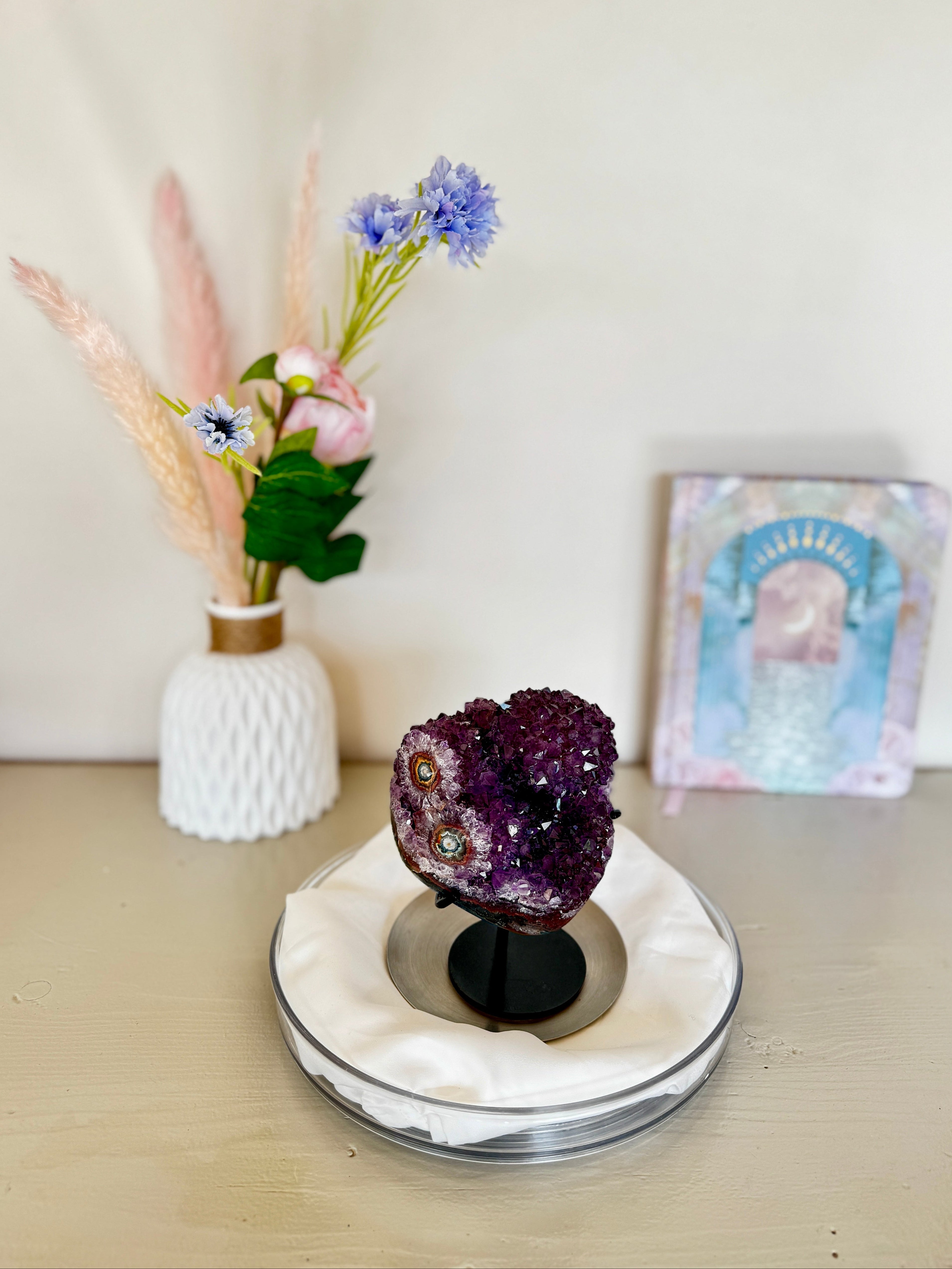 Grand Coeur d'Améthyste Florale & Druzy