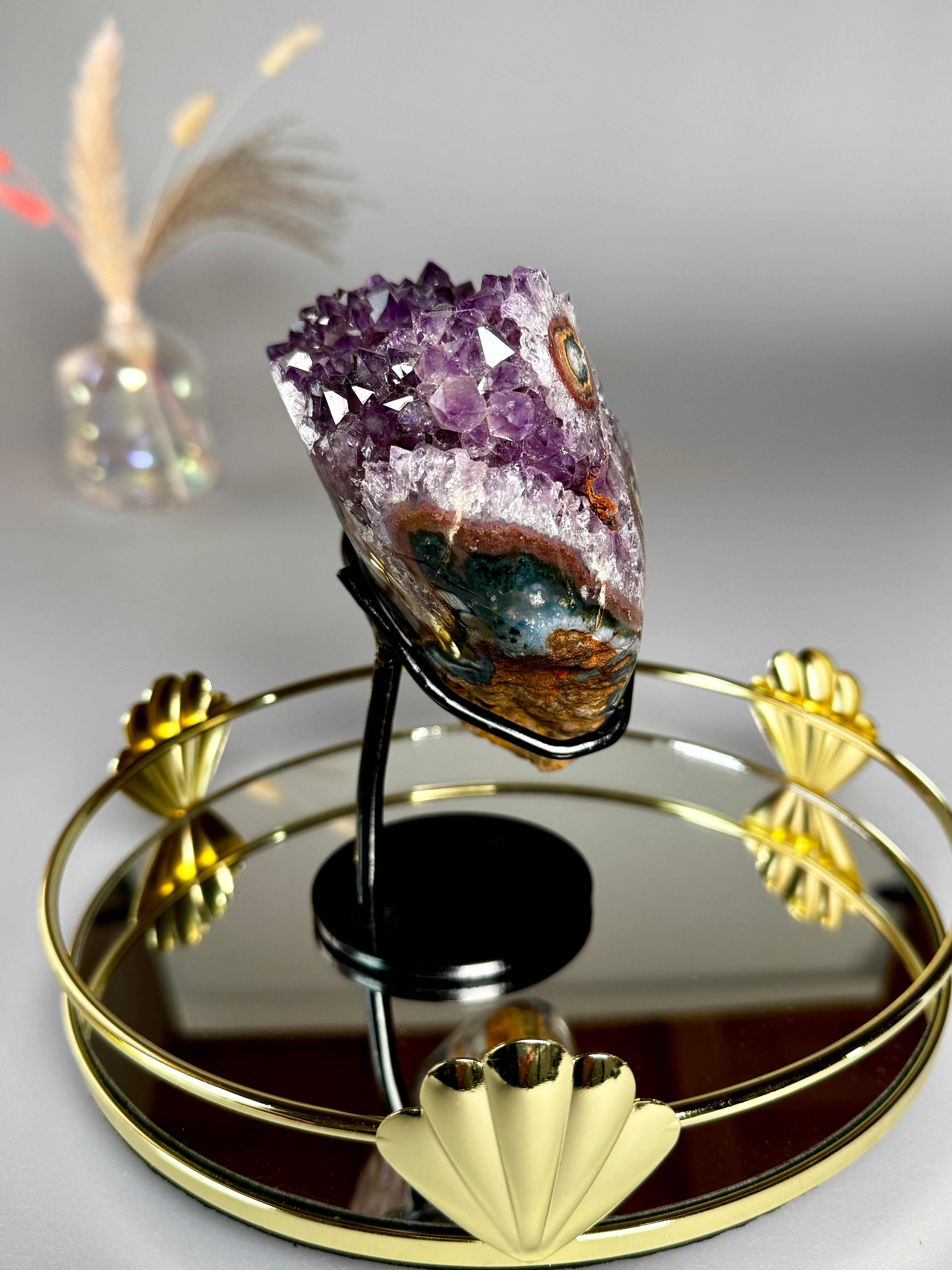 Grande Améthyste Coeur -  Florale & Druzy