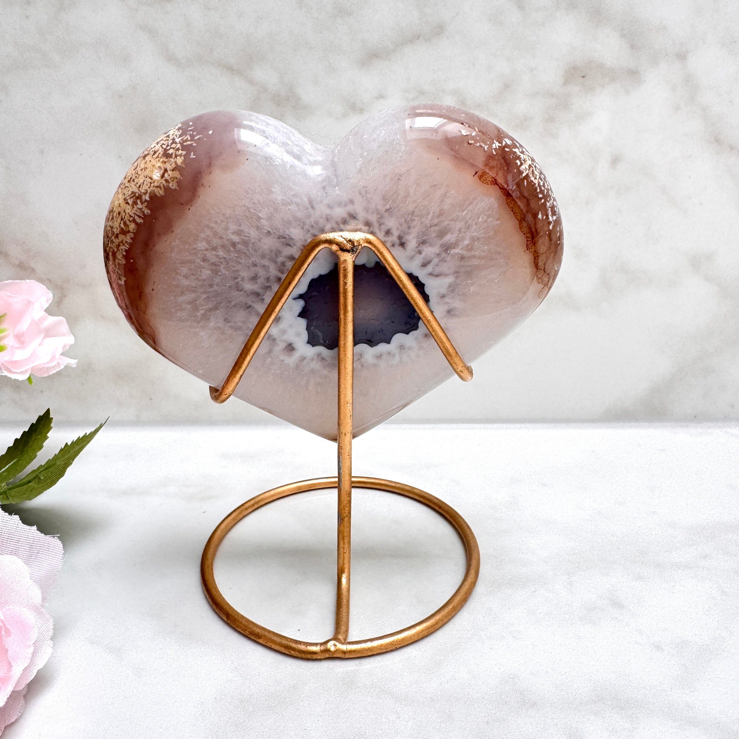 CŒUR EN AGATE BLEUE GALACTIQUE