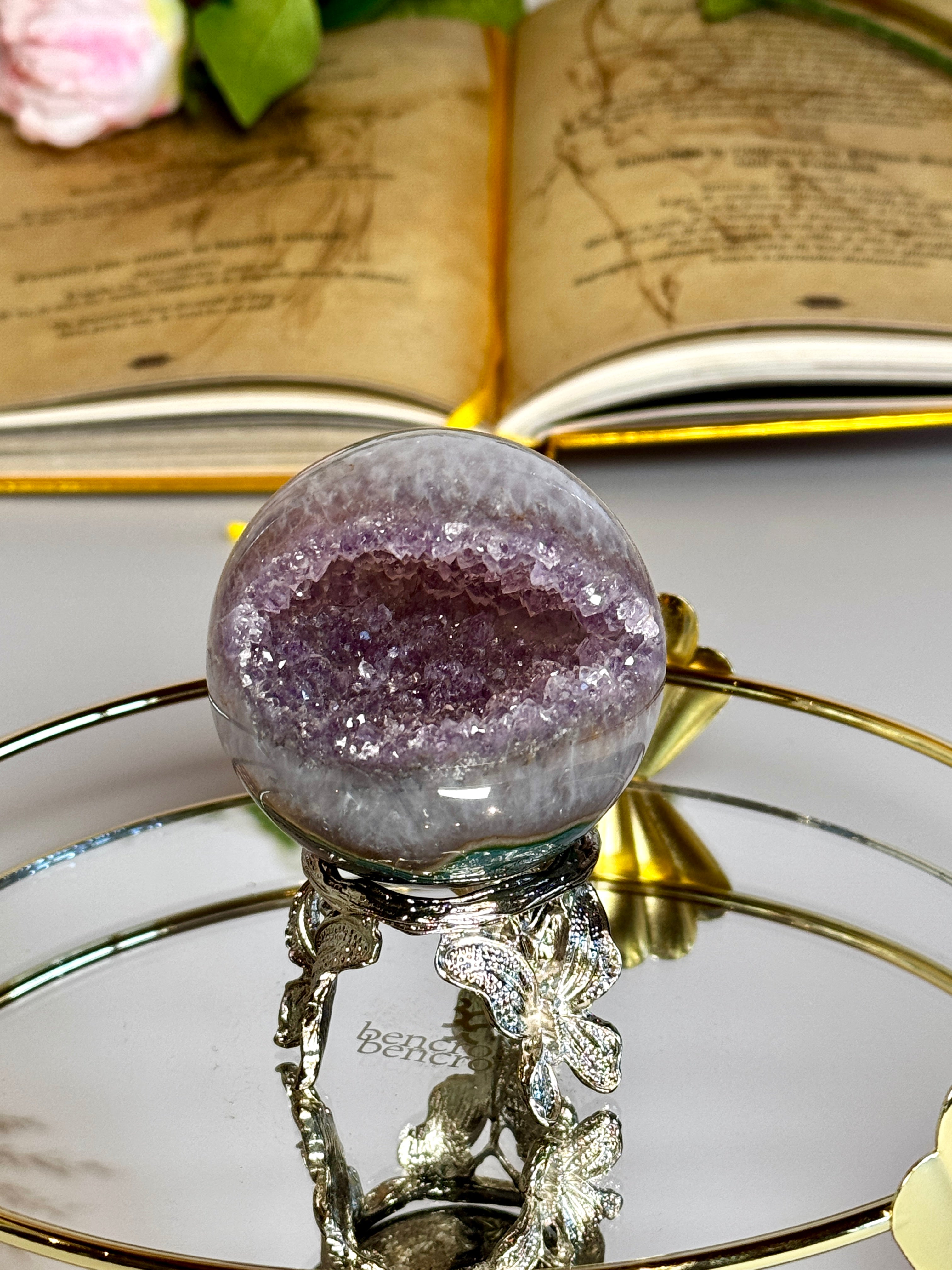 Sphère Druzy Ouverte - Agate & Améthyste