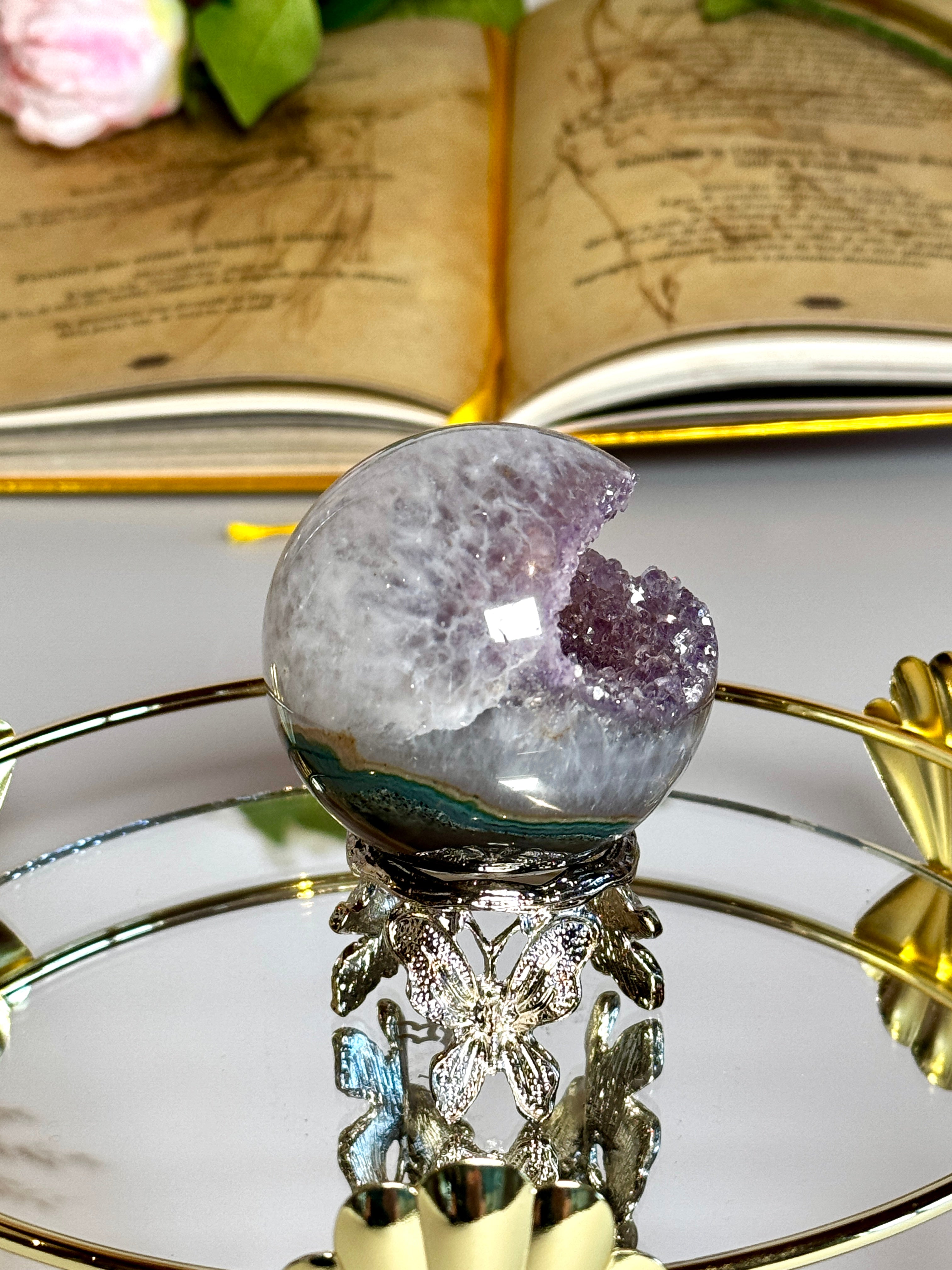Sphère Druzy Ouverte - Agate & Améthyste
