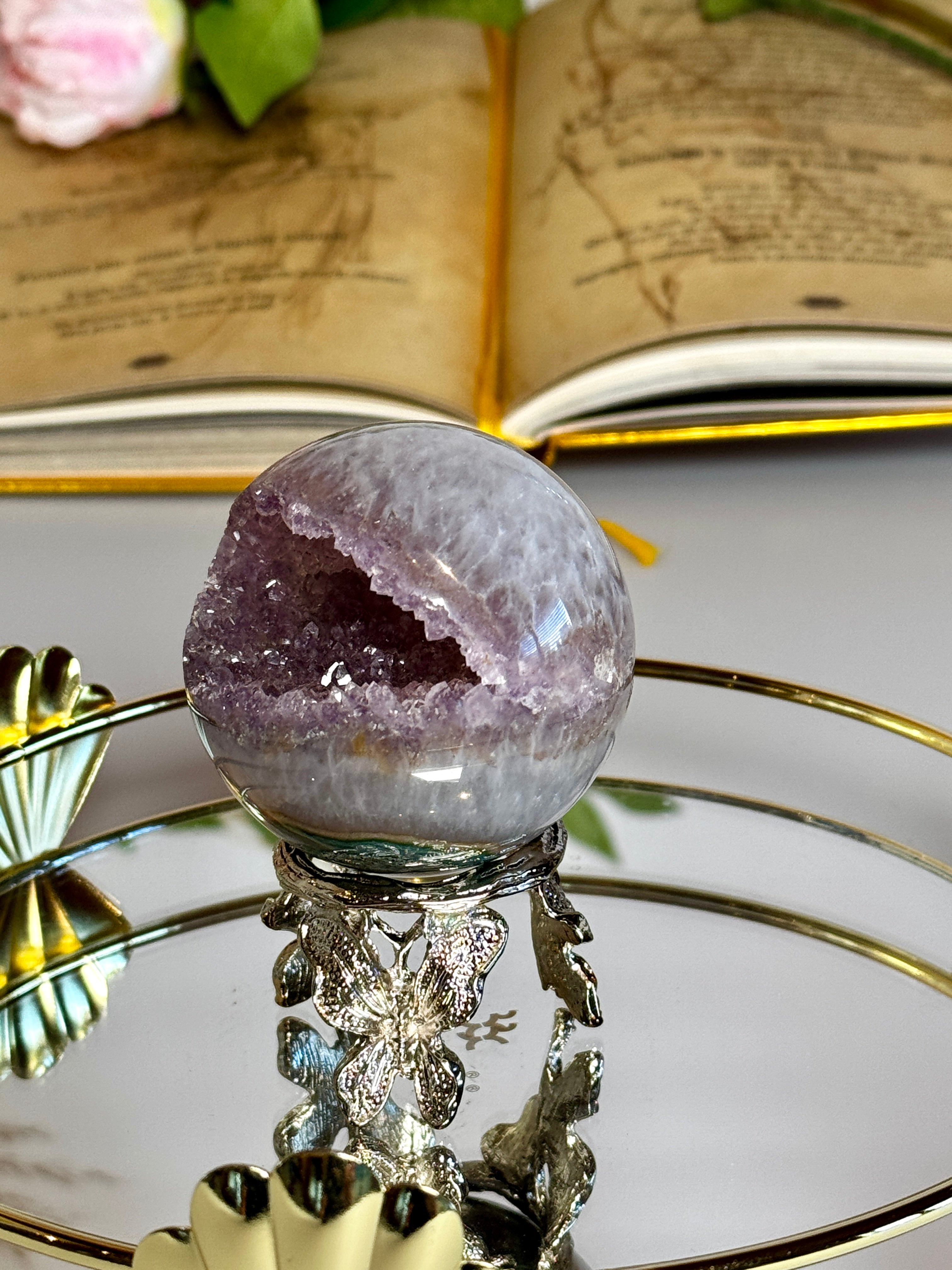 Sphère Druzy Ouverte - Agate & Améthyste