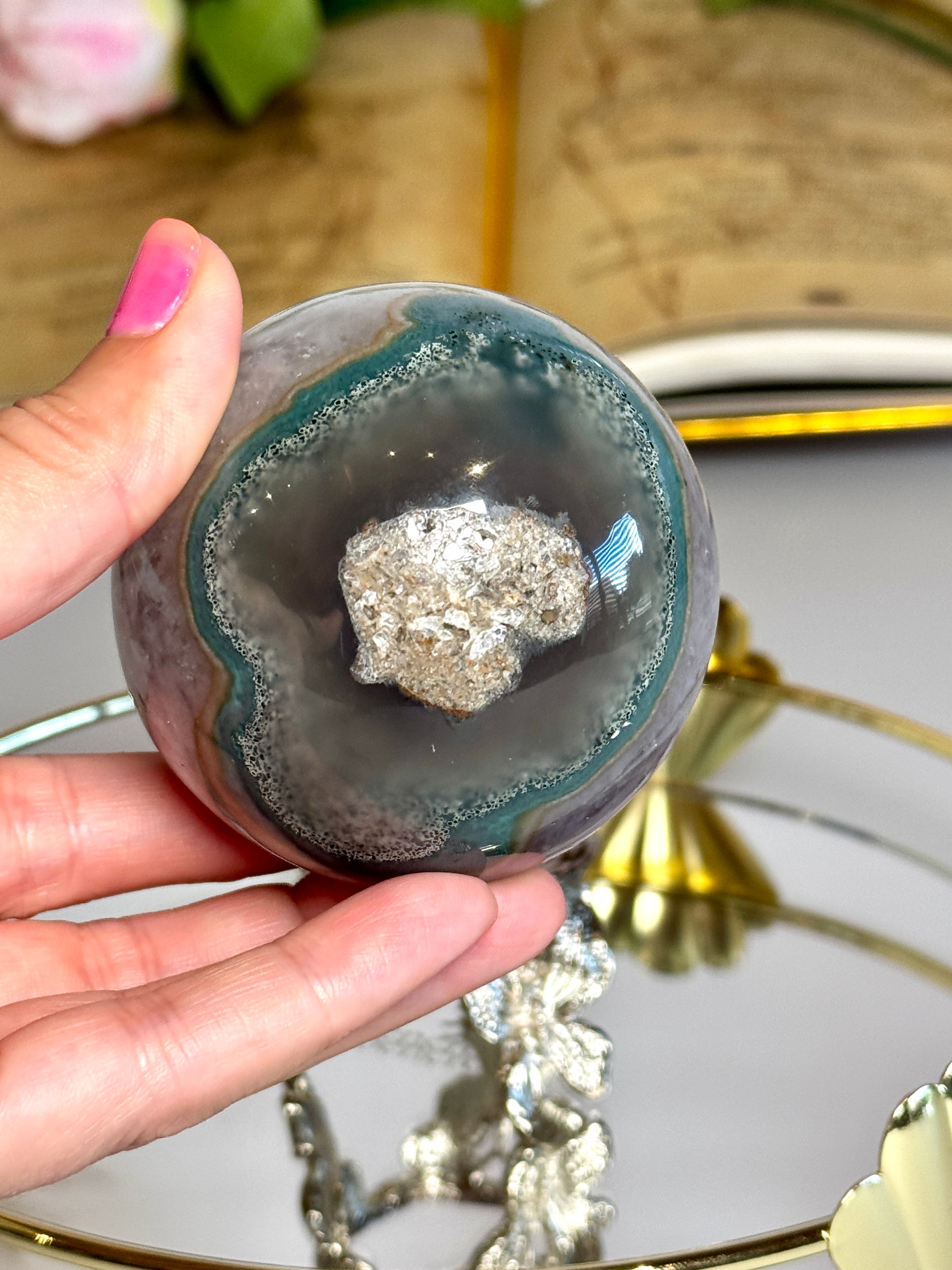 Sphère Druzy Ouverte - Agate & Améthyste