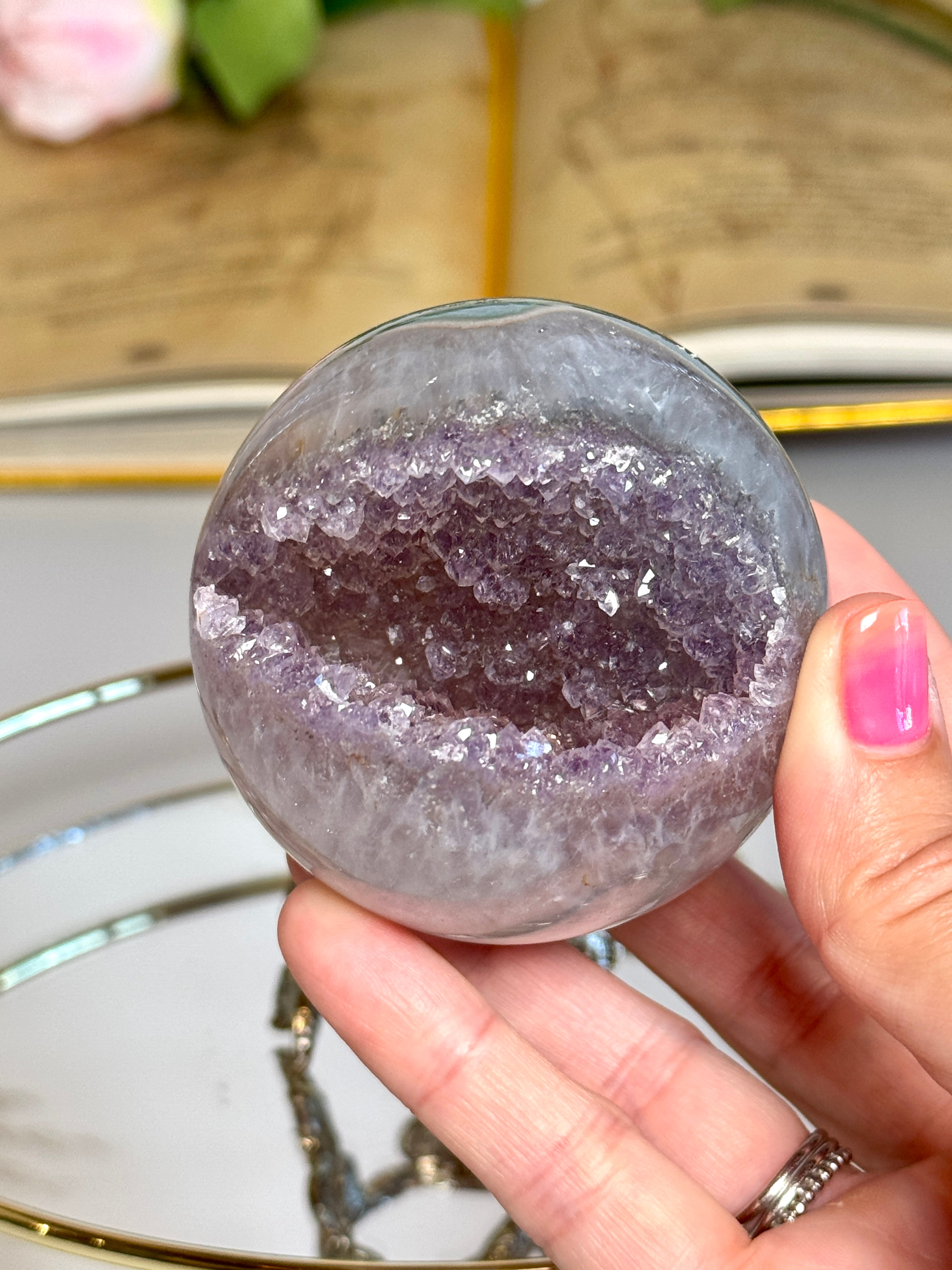 Sphère Druzy Ouverte - Agate & Améthyste